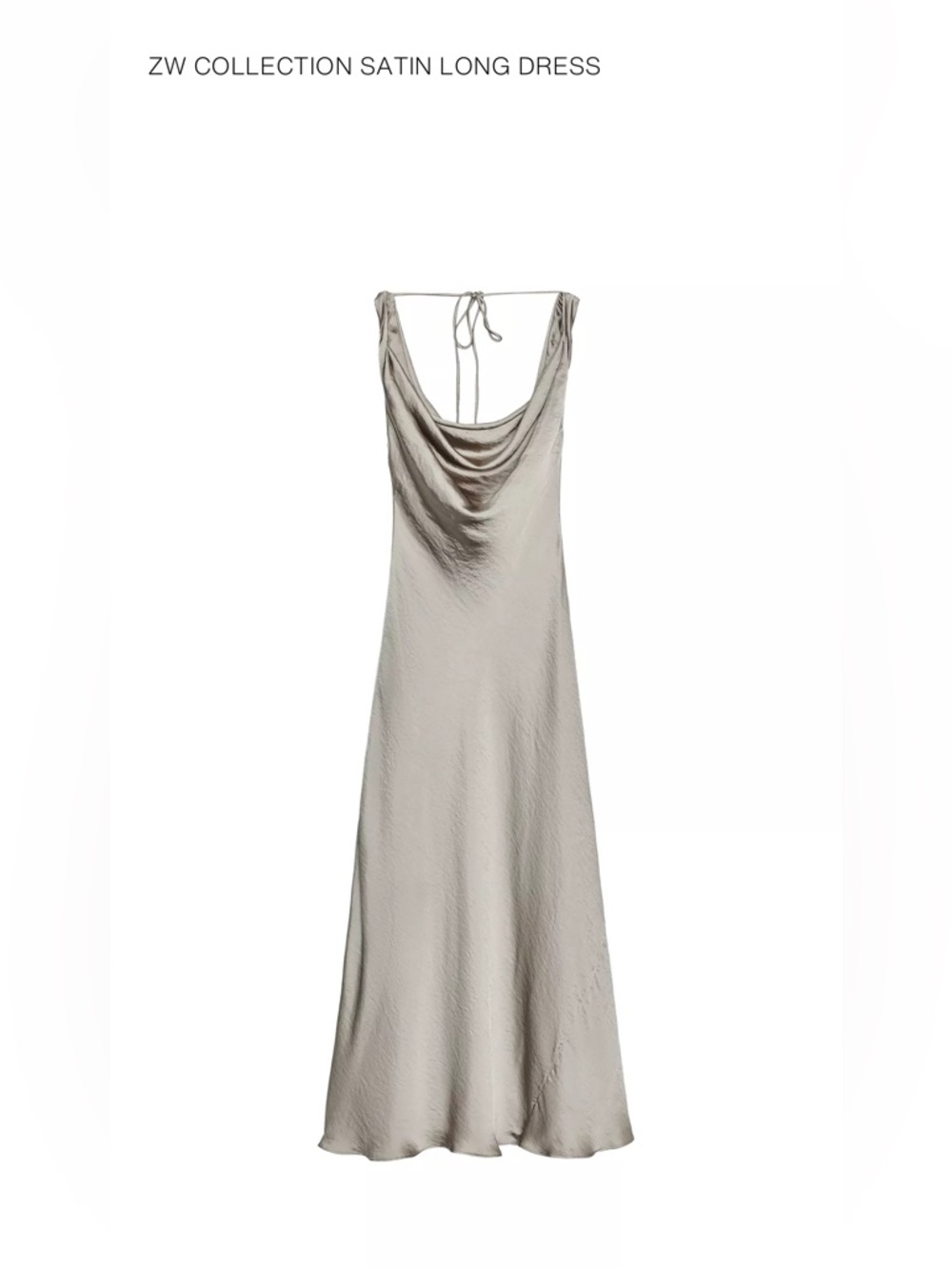 NWT - Zara US ZW Collection Satin Long Dress - Size Large - Soft Gold
